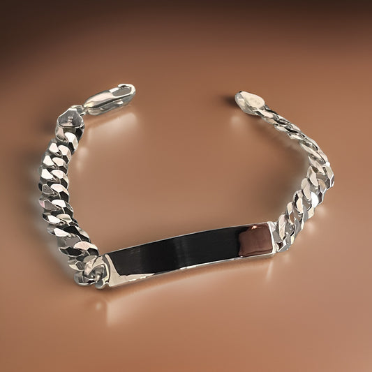 Sterling Silver -Curb Link ID Bracelet- 8" - 7.2mm