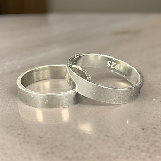 Sterling Silver Cigar Band- Flat- Wedding Bands