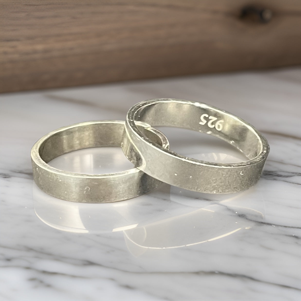 Sterling Silver Cigar Band- Flat- Wedding Bands