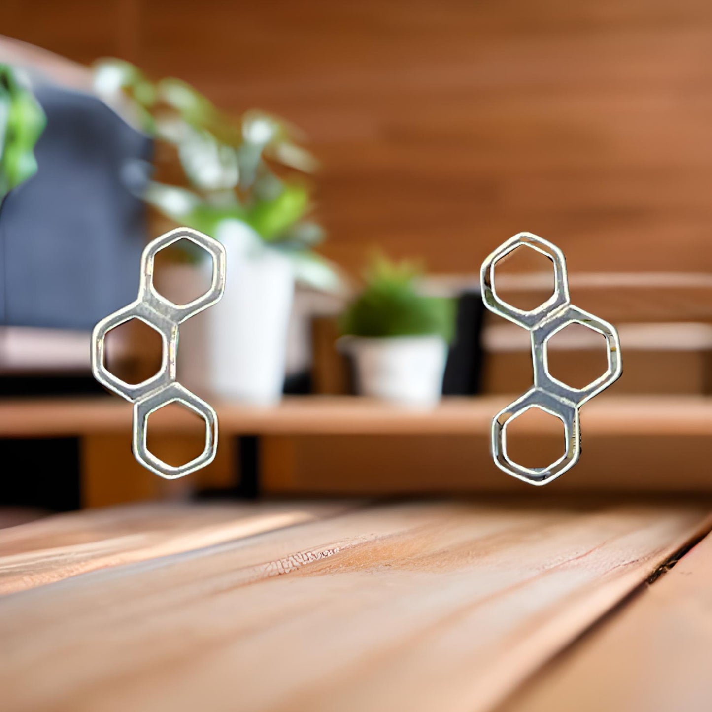 Sterling Silver Honeycomb Stud Earrings