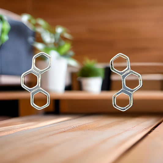 Sterling Silver Honeycomb Stud Earrings