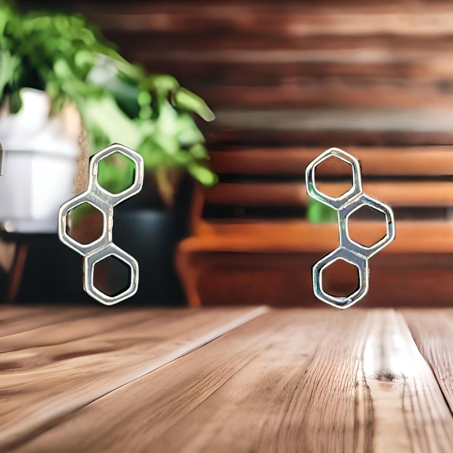 Sterling Silver Honeycomb Stud Earrings