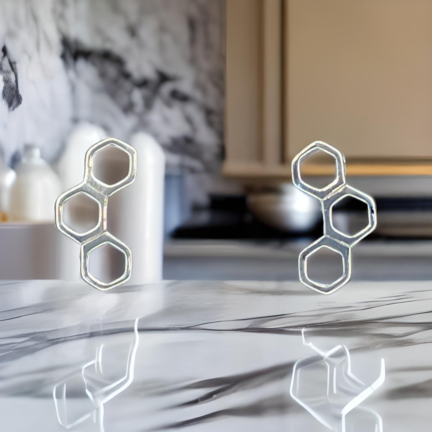 Sterling Silver Honeycomb Stud Earrings
