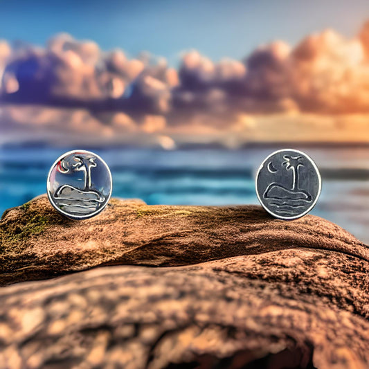 Sterling Silver Island Beach Stud Earrings