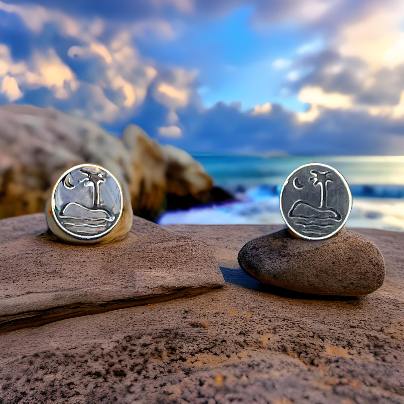 Sterling Silver Island Beach Stud Earrings