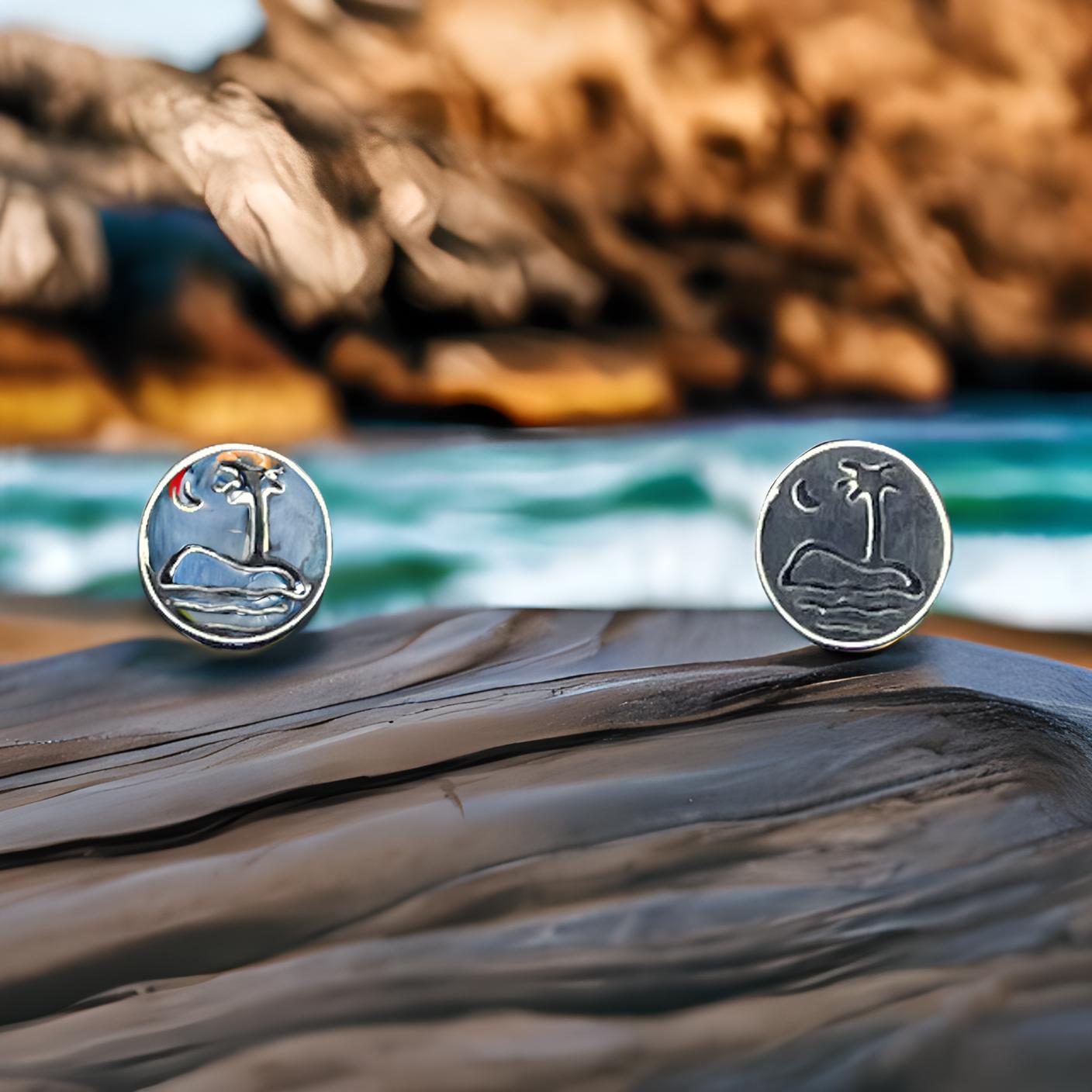 Sterling Silver Island Beach Stud Earrings