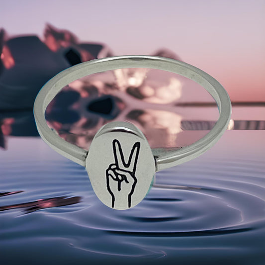 Sterling Silver Peace Sign Ring