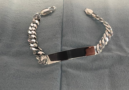 Sterling Silver -Curb Link ID Bracelet- 8" - 7.2mm